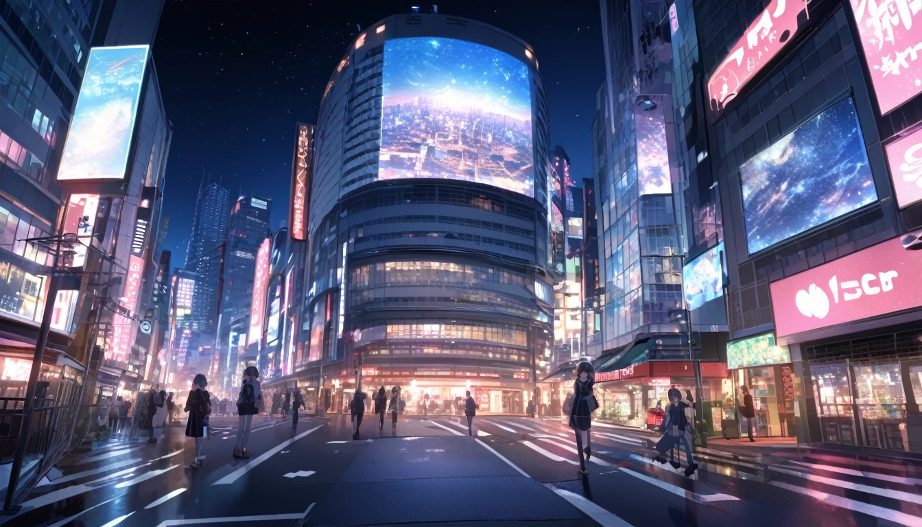 View of Tokyo city,Night starry sky,Streetscape、listen to music、Japanese