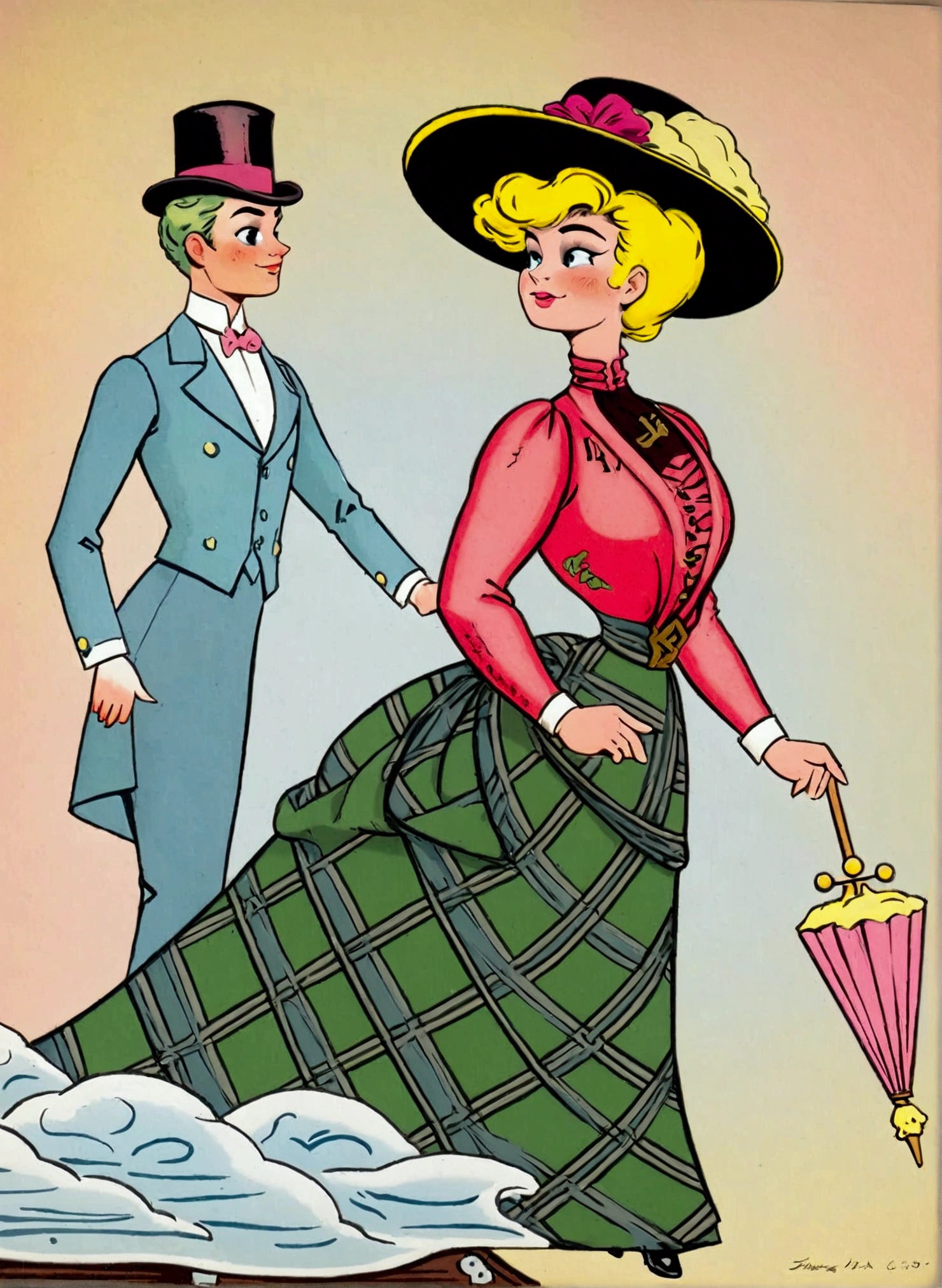 Voluptuous 14yo blonde Gibson Girl thot ogled at by a horny 69yo gentleman. Year 1905. 1905_dr3ss
