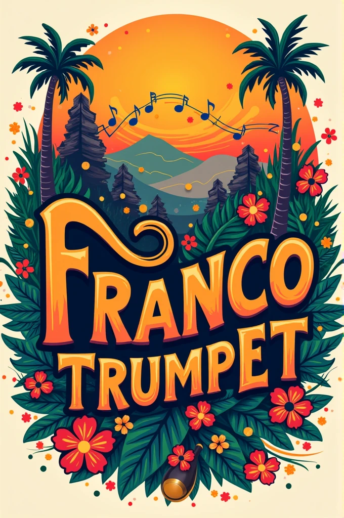 A logo written with the phrase FRANCO TRUMPET that gives you a cumbia music design 