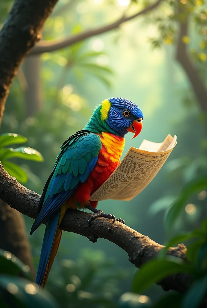 A torogoz with a newspaper in his hand