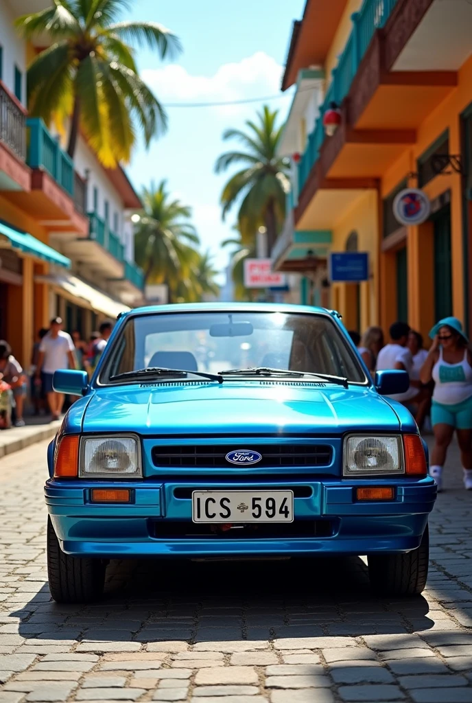 1994 Escort i8 GL car, metallic blue color, license plate ICS 1954 and Ford logo, streets of Brazil