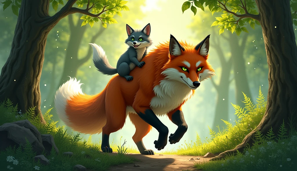 THE BIGGEST ANGRY FOX CARRYING THE WOLF ON ITS BACK