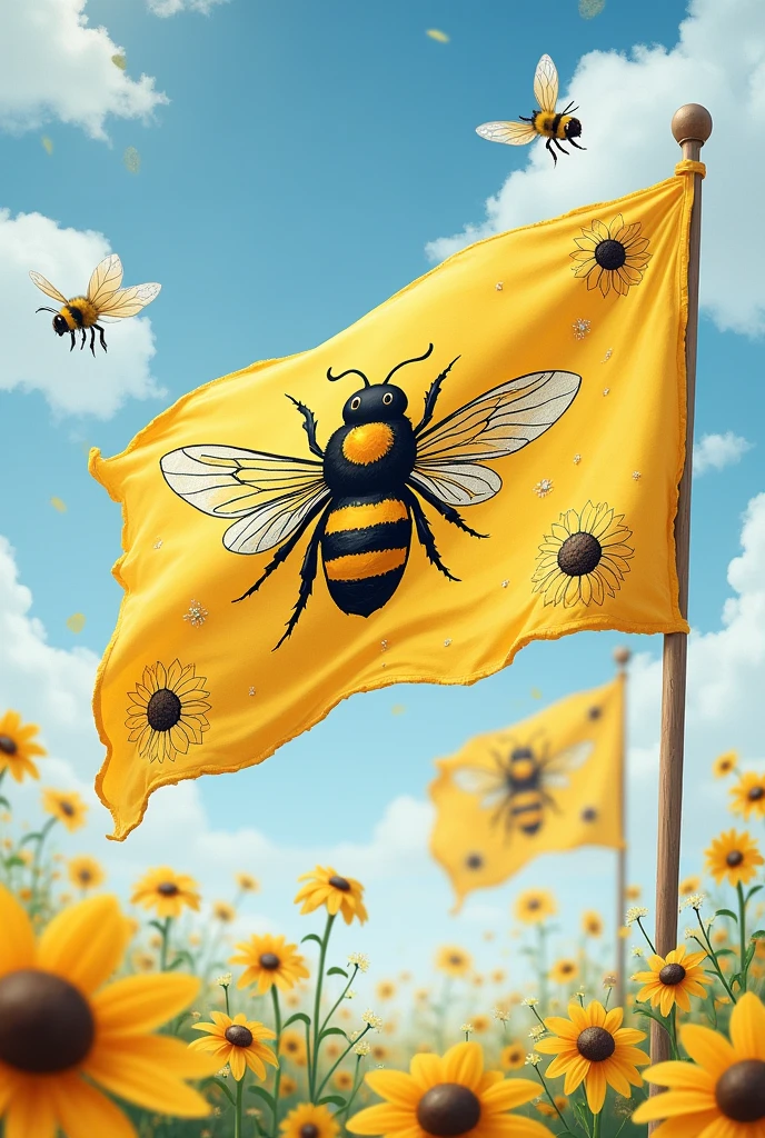 Bee flag, between different designs 