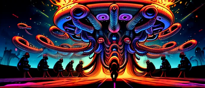 The planet Earth being invaded by aliens with tentacles that release goo that makes the human being increase dopamine by 200 percent, imagine what that would be like, them injecting dopamine into the human being and running after it and some humans becoming slaves of their dopamine getting addicted  