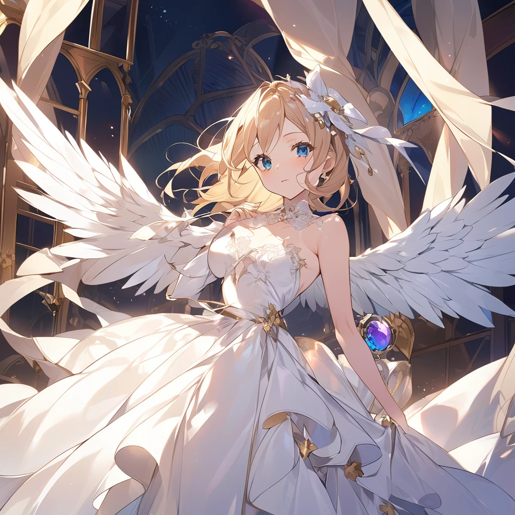Create a Elizabeth character from seven deadly sins have angel wings and elegant dress and beautiful pictures