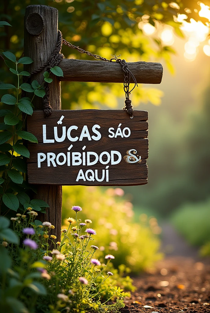 sign with an image and saying Lucas são proibidos aqui in portuguese