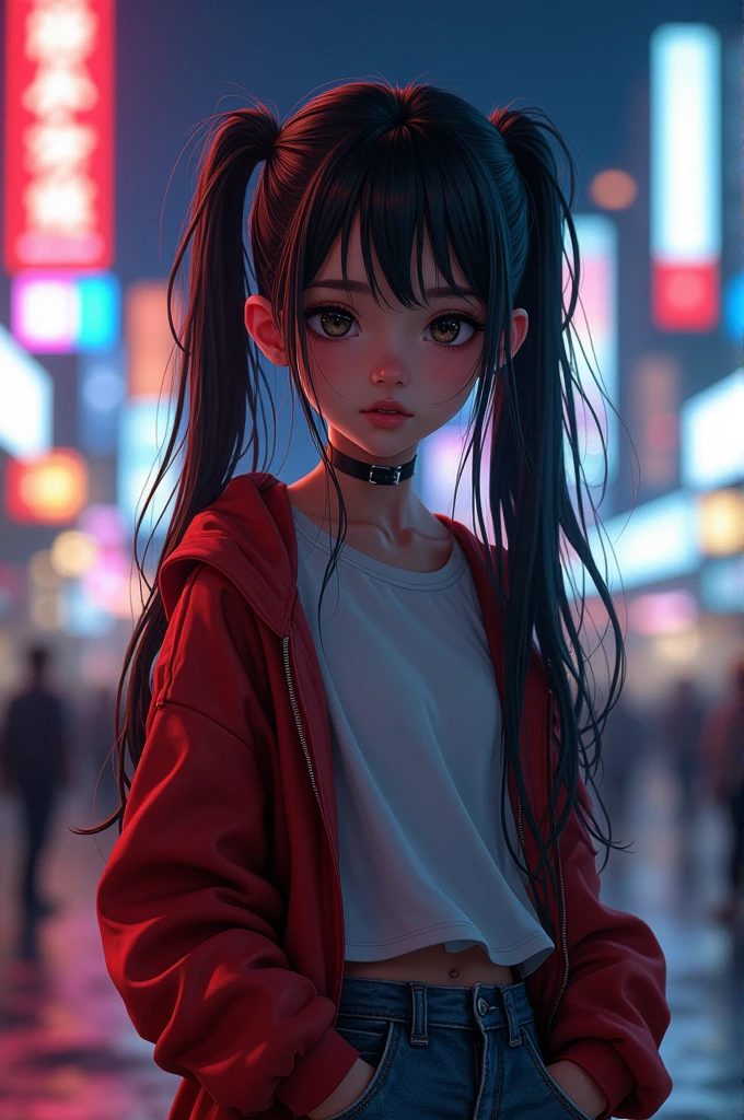 chef-d'œuvre, Meilleure qualité, HuTaoV4, 1fille, seulement, rougir, Twintails, cheveux longs, cheveux entre les yeux, ((vêtements streetwear)), Ville, En plein air, nuit, Affiche de film, 8K extrêmement détaillé, lisse, haute résolution, ultra qualité, Éclairage cinématographique, occlusion ambiante, HD, 2k, 4k, 8k, 16k, anime extrêmement détaillé, Visages détaillés, composition parfaite, plan large, éclairage d'ambiance, très sexy, jupe relevable, angle bas du dossier aléatoire, Non censuré, NSFW, non censuré