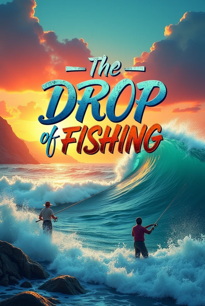 Cover photo for Facebook with letters that say . The drop of fishing in surf style