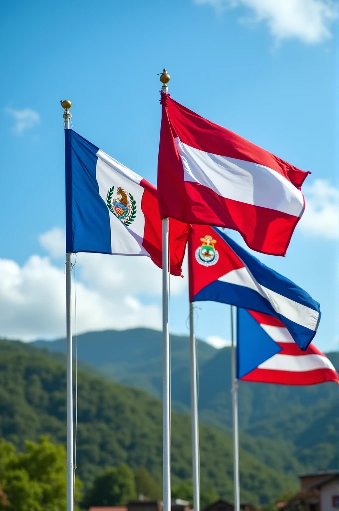 Separate flags of Central American countries