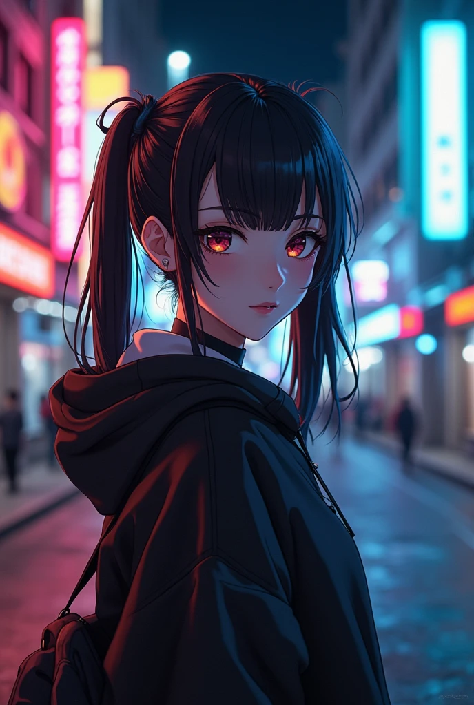 chef-d'œuvre, Meilleure qualité, HuTaoV4, 1fille, seulement, rougir, Twintails, cheveux longs, cheveux entre les yeux, ((vêtements streetwear)), Ville, En plein air, nuit, Affiche de film, 8K extrêmement détaillé, lisse, haute résolution, ultra qualité, Éclairage cinématographique, occlusion ambiante, HD, 2k, 4k, 8k, 16k, anime extrêmement détaillé, Visages détaillés, composition parfaite, plan large, éclairage d'ambiance, très sexy, jupe relevable, angle bas du dossier aléatoire, Non censuré, NSFW, non censuré