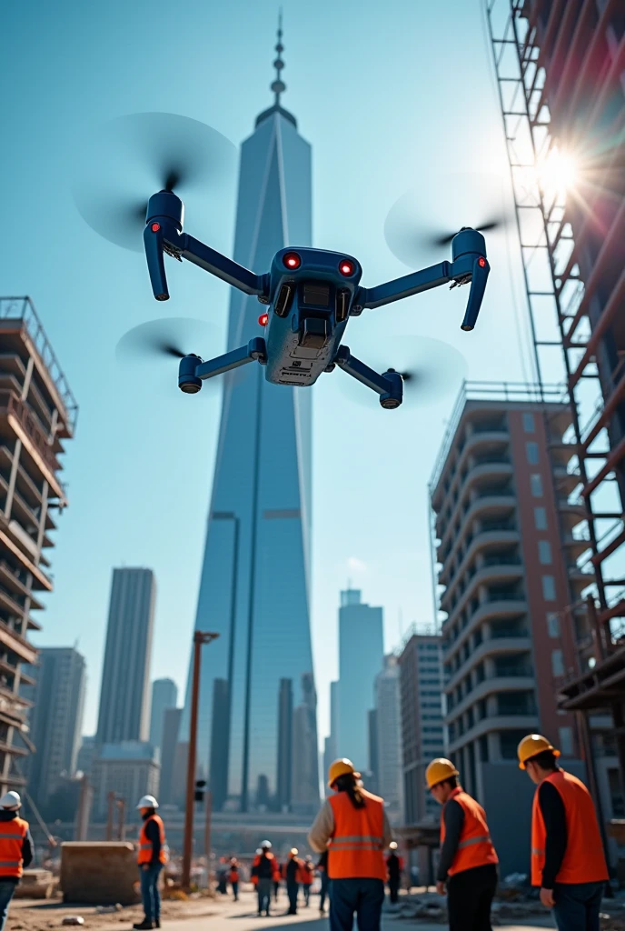 Blue construction drone