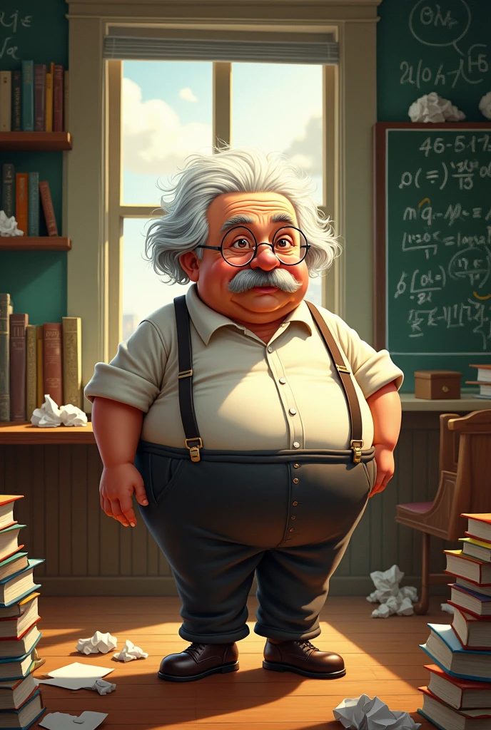 Make Albert Einstein fat without a coat serious drawing