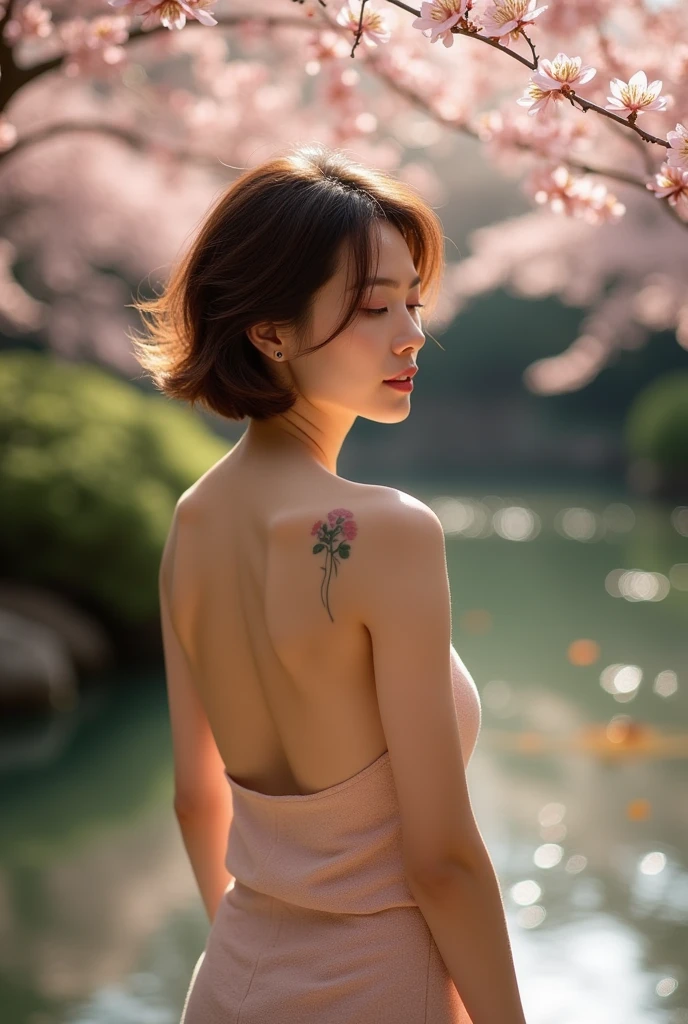 Japanese women、50 years old、Brown Hair、Shortcuts、topless、Ｂcup、