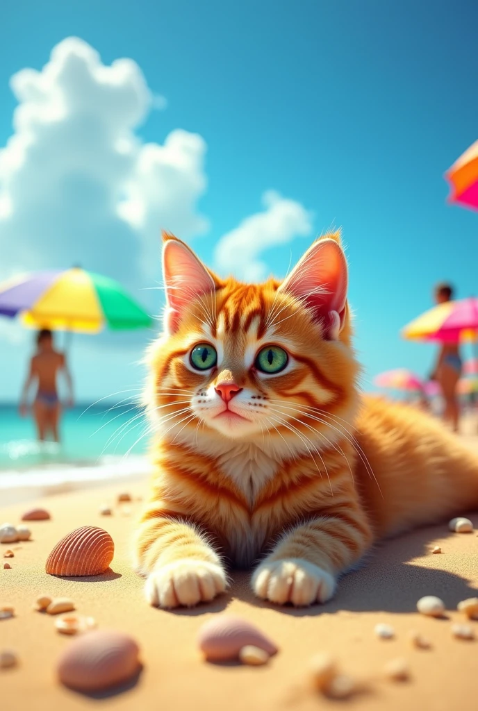 A cat in the beach