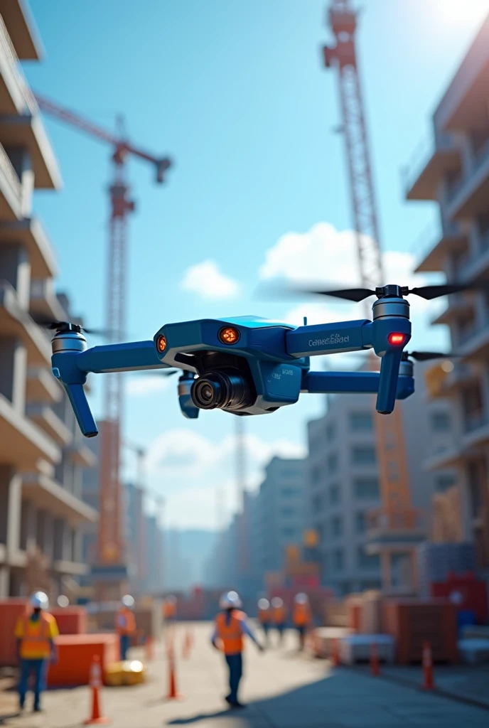 Blue construction drone