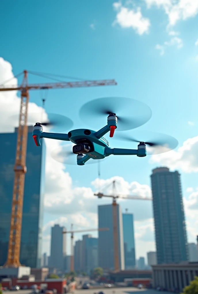 Blue construction drone