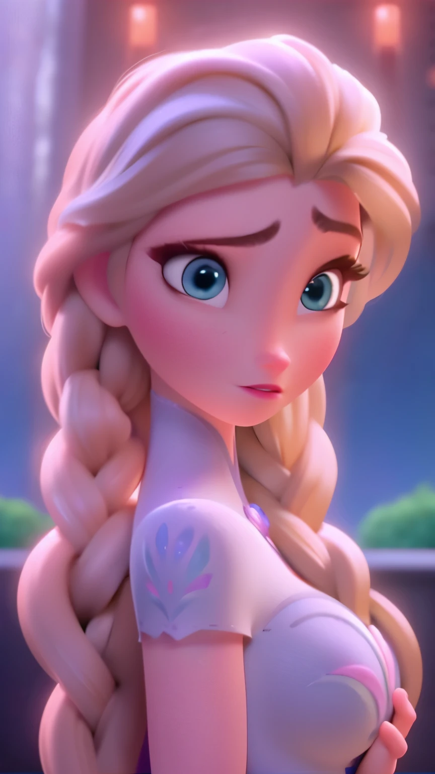 Elsa, (perky breasts), (((small breasts))), smirk:1.2, beautiful blue eyes, (perfect iris’s), depth of colour to her eyes, blonde hair, long hair, braid, full lips, blush, naked, she is showing her vagina, depth of field, bokeh, (special attention to skin detail: 1.2), masterpiece, best quality, ultra-detailed, ultra-HD, photorealistic, cinematic, ((mid camera shot)), sensual pose, alluring, nipples:1.4, looking up at camera, closeup on her face, her cheeks are blushed, 22 years old, she is on her knees, eye contact:1.4, high angle:1.5, ((closeup on face)), perfect face, (((visible breasts))) bokeh everything other than her perfect face, location is Arendelle in winter, ice castle