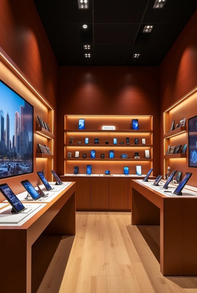 The inside of the store is a brown smartphone store.