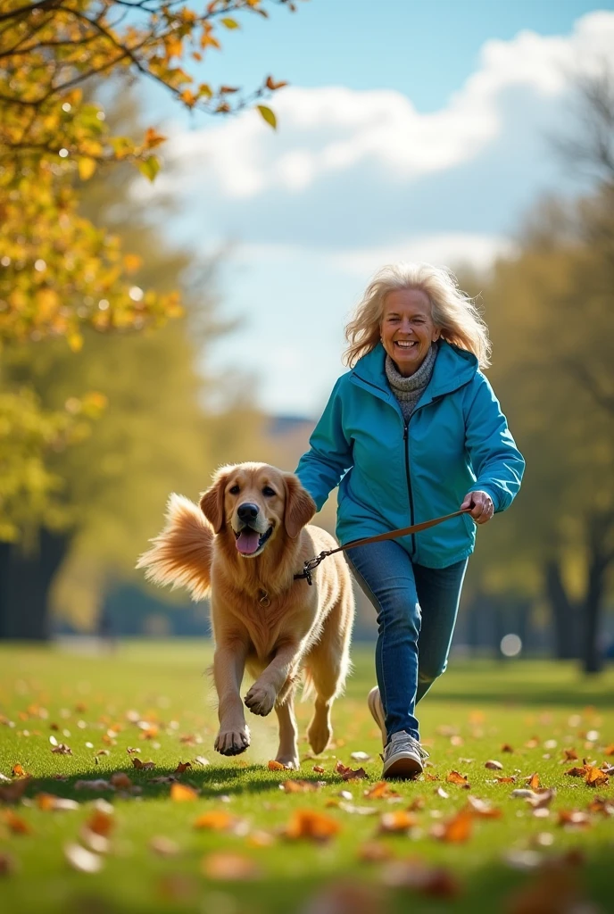 A dog taking its owner for a walk
