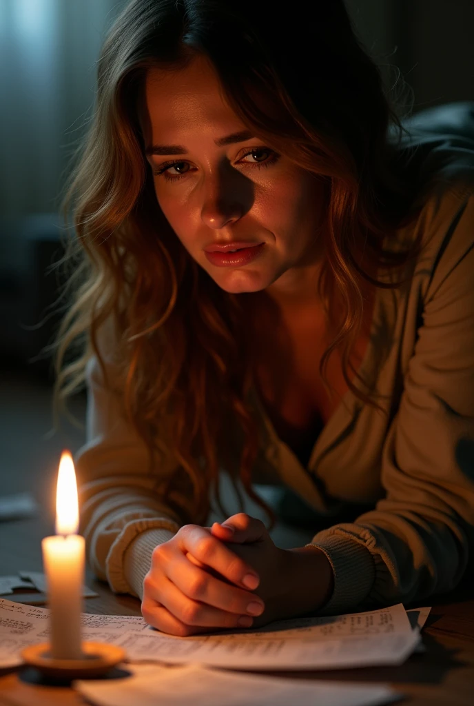 creates an image of a lady who is being asked for forgiveness inconsolably and sadly