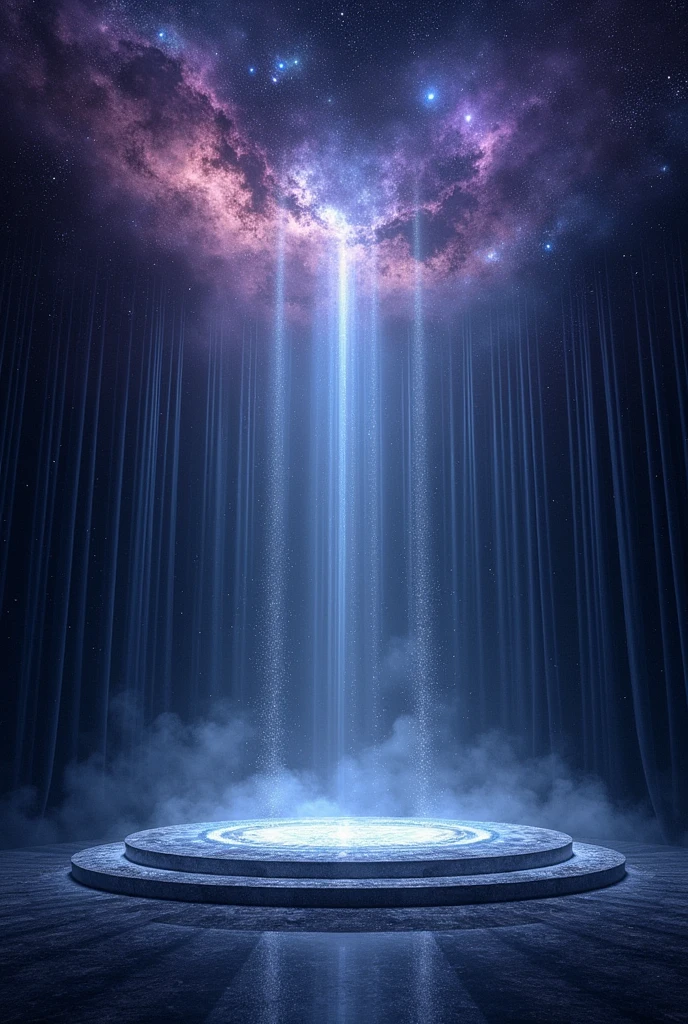 Draw a black background with a stage in space