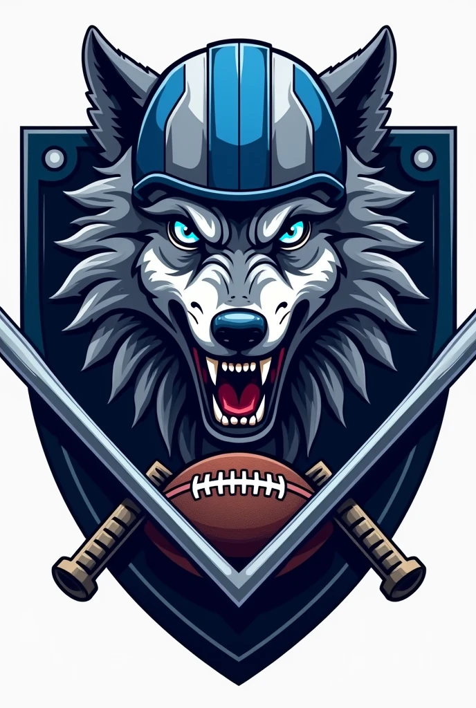 Create a wolf football team shield with transparent background