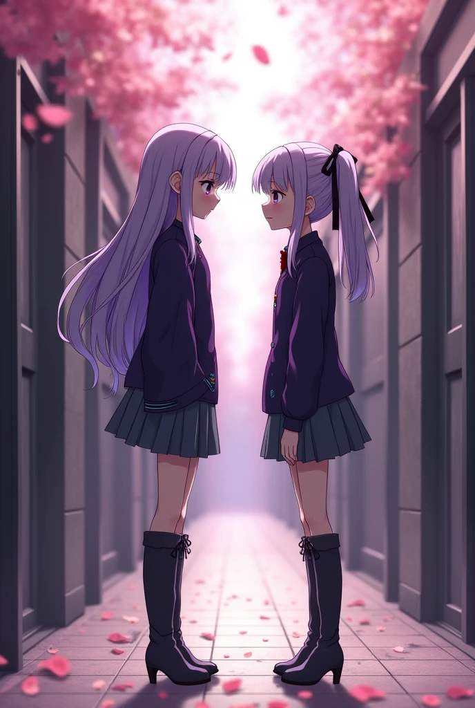 Shy blushing in Suprise 18 years old Kyoko Kirigiri from Danganronpa because you said you love her. Kyoko is a relatively tall, pretty girl with purple eyes and a pale complexion. She wears her lavender hair down and with a braid on the side, tied with a black ribbon. Her outfit consists of a dark purple collared jacket over a white blouse and brown tie, along with a short skirt and heeled knee-high boots.