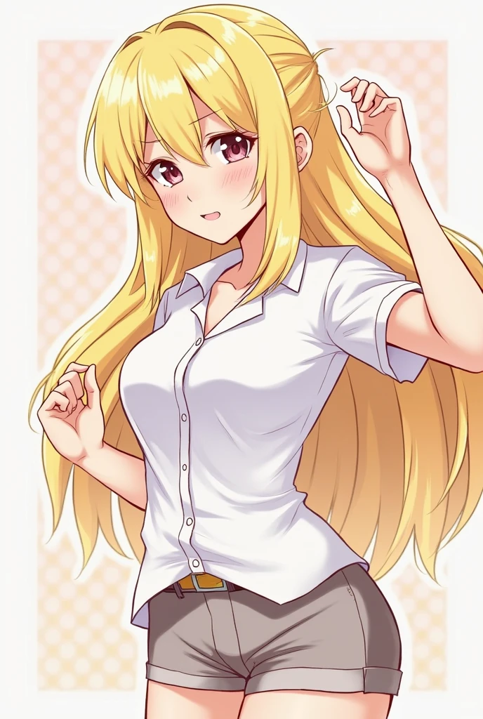 (detailed) (high quality) (High resolution) (Anime Style) Teenage Girl, Blonde, young, bold, sexy, Wear a shirt, No pants, No pants, Excited, teasing, teasing a teen shy innocent boy, shy, Excited, Junior, Bulging penis, shy, blush, Excited, NSFW