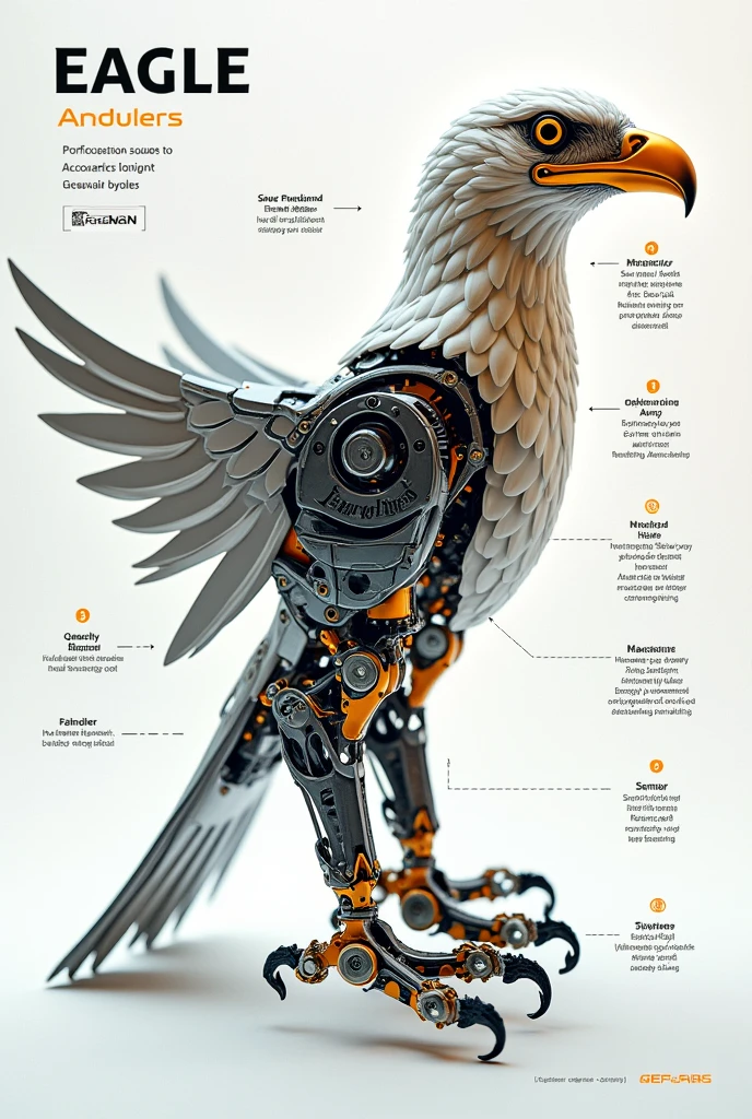 Part diagram, mechanic separated eagle robot
