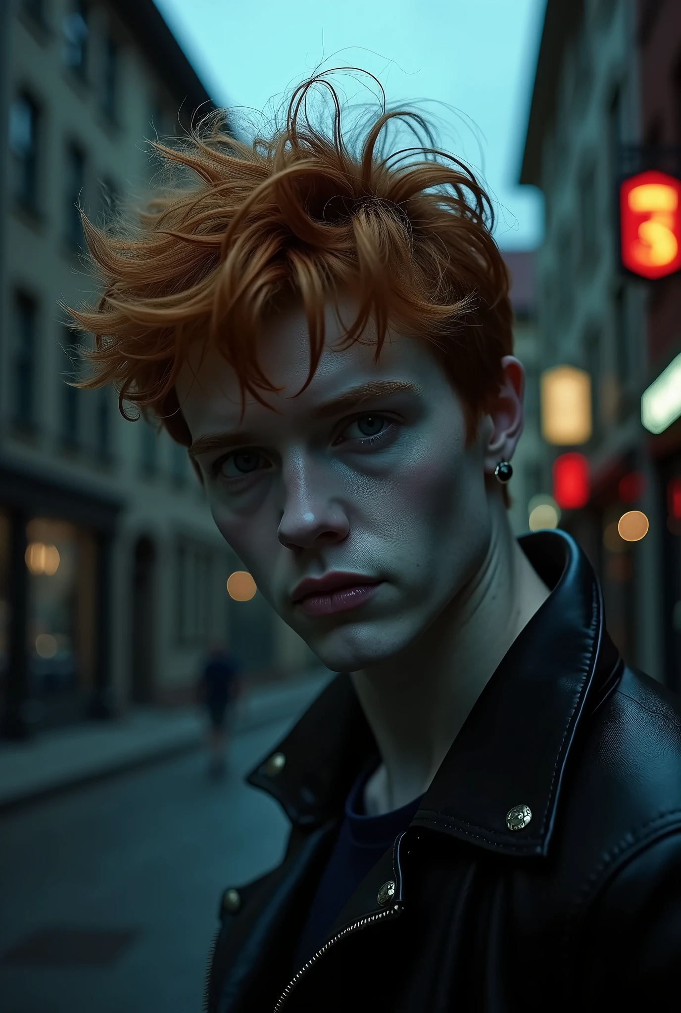 pale, has short ginger hair, famously portrayed by Cameron Monaghan, Cameron Monaghan,face,photo