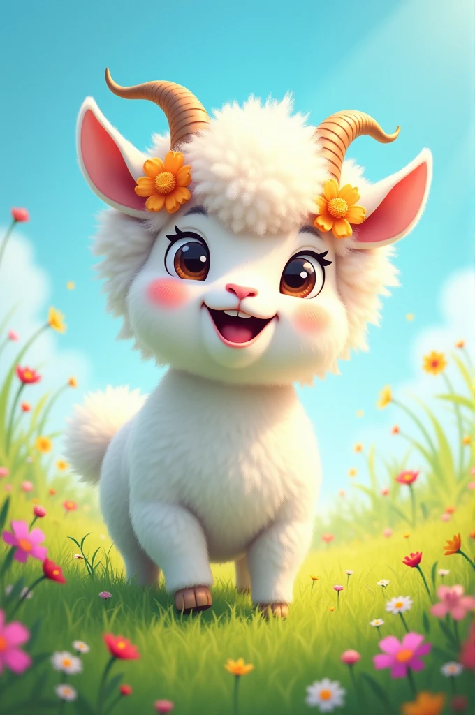 White chubby male goat fursona with Afro
