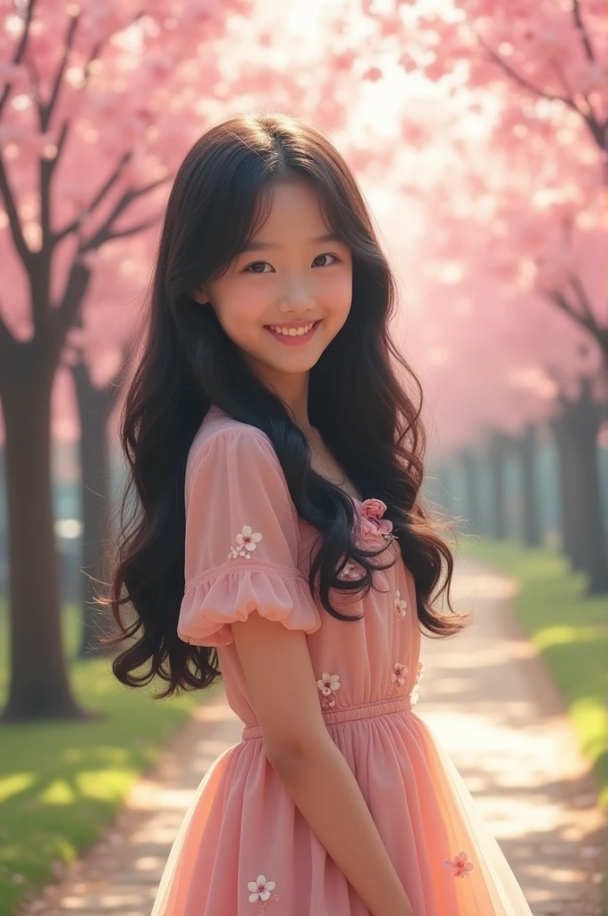 Korean cute and beautiful girl with black hair 