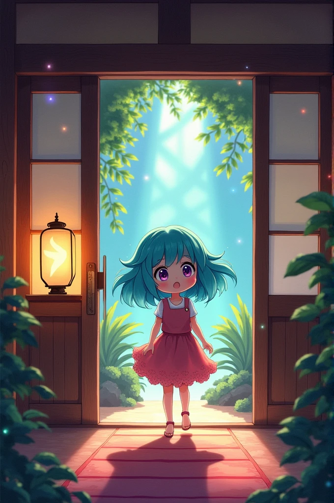 One entering a house (anime theme)