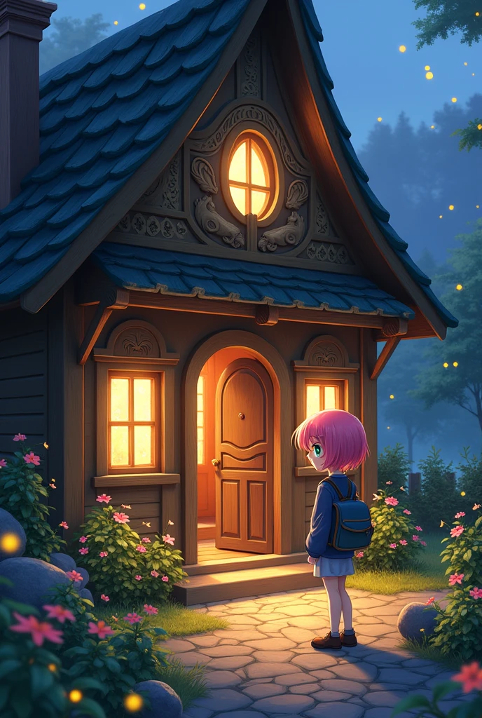 One of entering a house (anime theme)