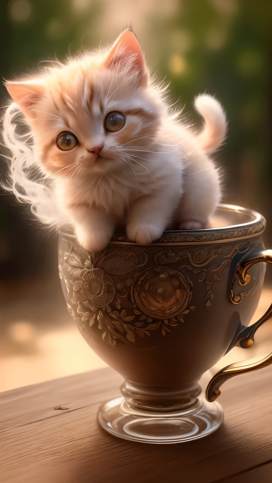 (Highest quality,4K,8k,High resolution,masterpiece:1.2),Very detailed,(Realistic,Realistic,Photorealistic:1.37),Sculpture:1.37,Northern,South,Multiverse,Diverse landscapes,Natural Beauty,Ceramic craftsmanship,Glassy Surfaces,Cute Teacup Kitten,Flickering flames,Art Gallery