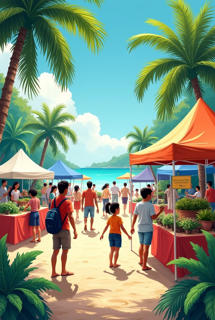 An image of environmental awareness , to raise funds for beach cleaning activities , recycling workshops, sale of plants and seeds, guided ecological walks, ecological fair, Awareness campaign with product sales. With the purpose of inviting people to be part of the change with their donations