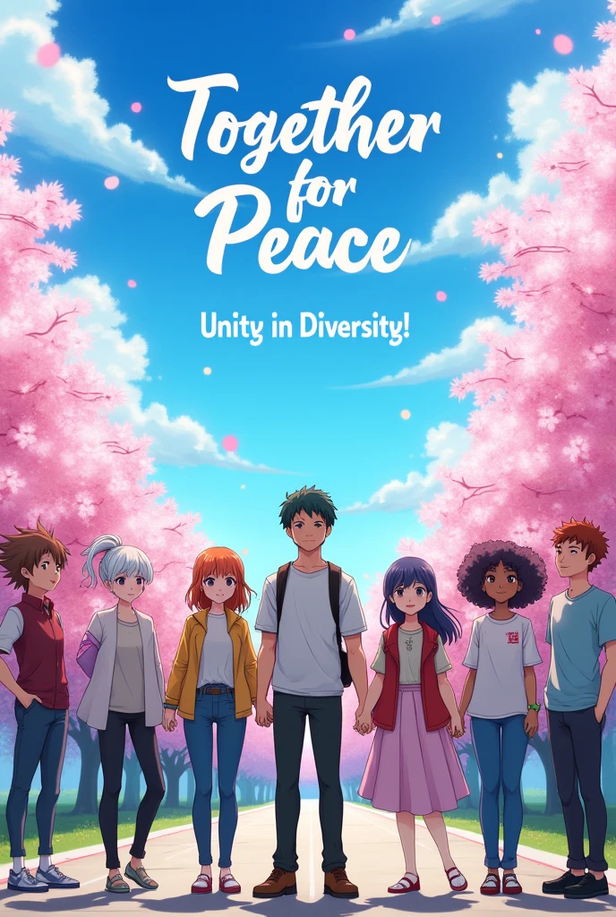 Poster slogan that promotes the peace of our community anime style