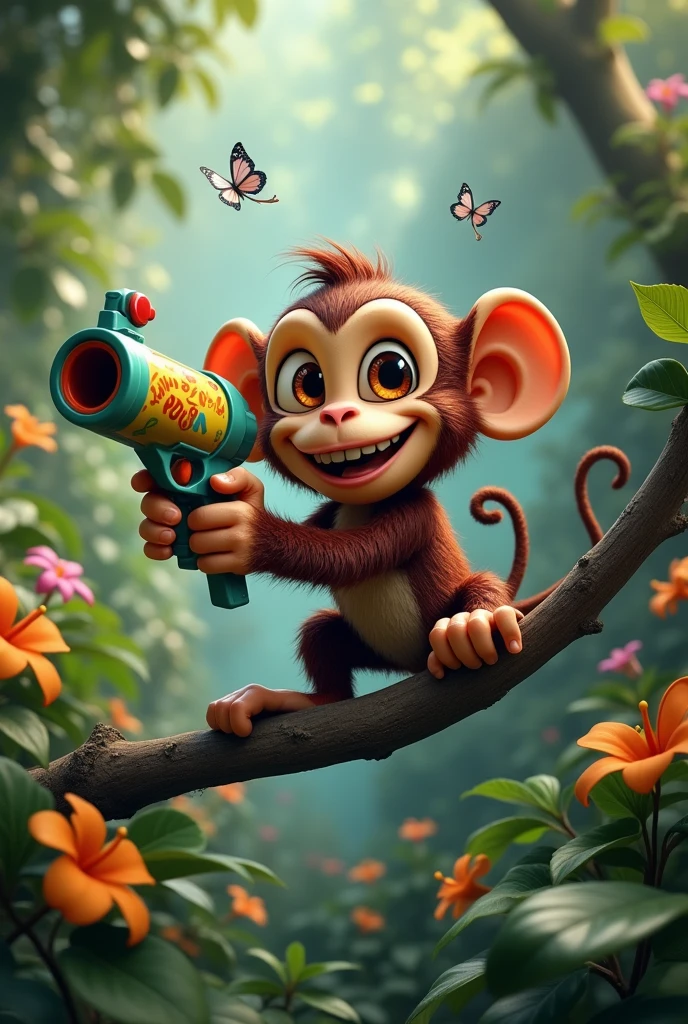Can you create a monkey shooting with a gun please? 