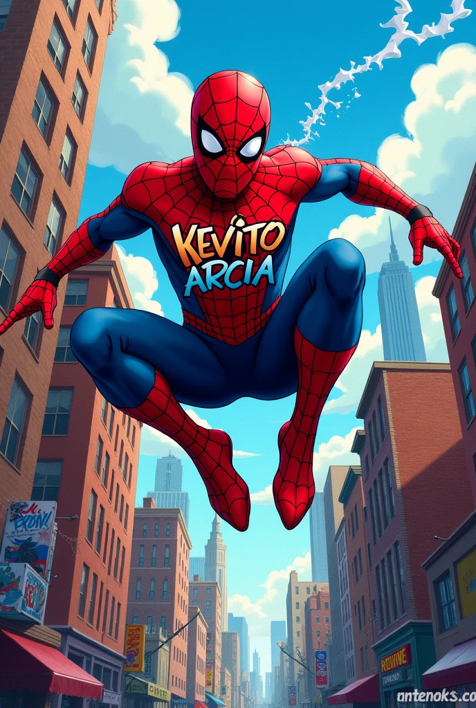 Spiderman and his shirt say... Kevito arcia