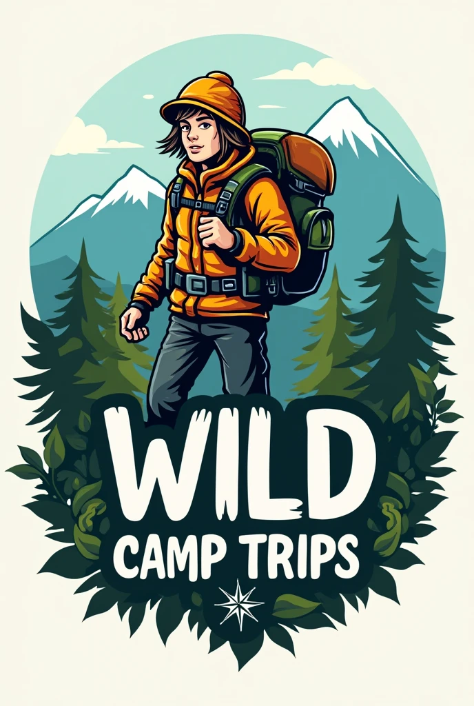 Create logos for nature adventure hiking group, of intrepid adventurers, with the word "Wild Camp Trips",