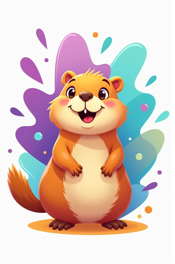 Create a school logo with colors like purple, sky blue or mint blue, orange and the main character is a capybara