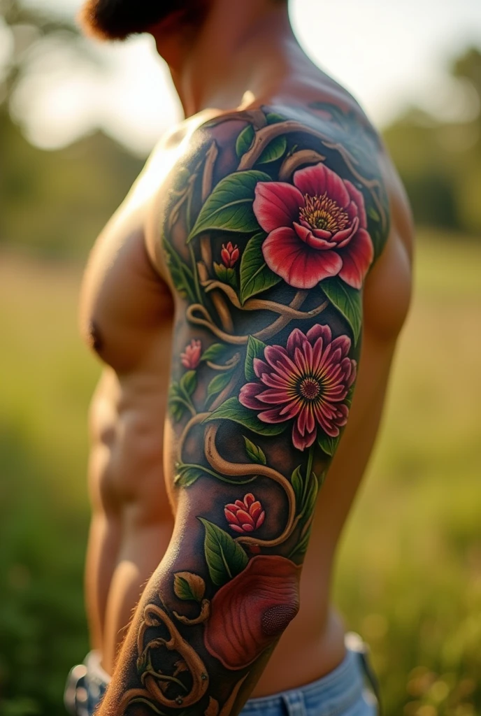Random tattoo on the left side of a medium-sized male arm