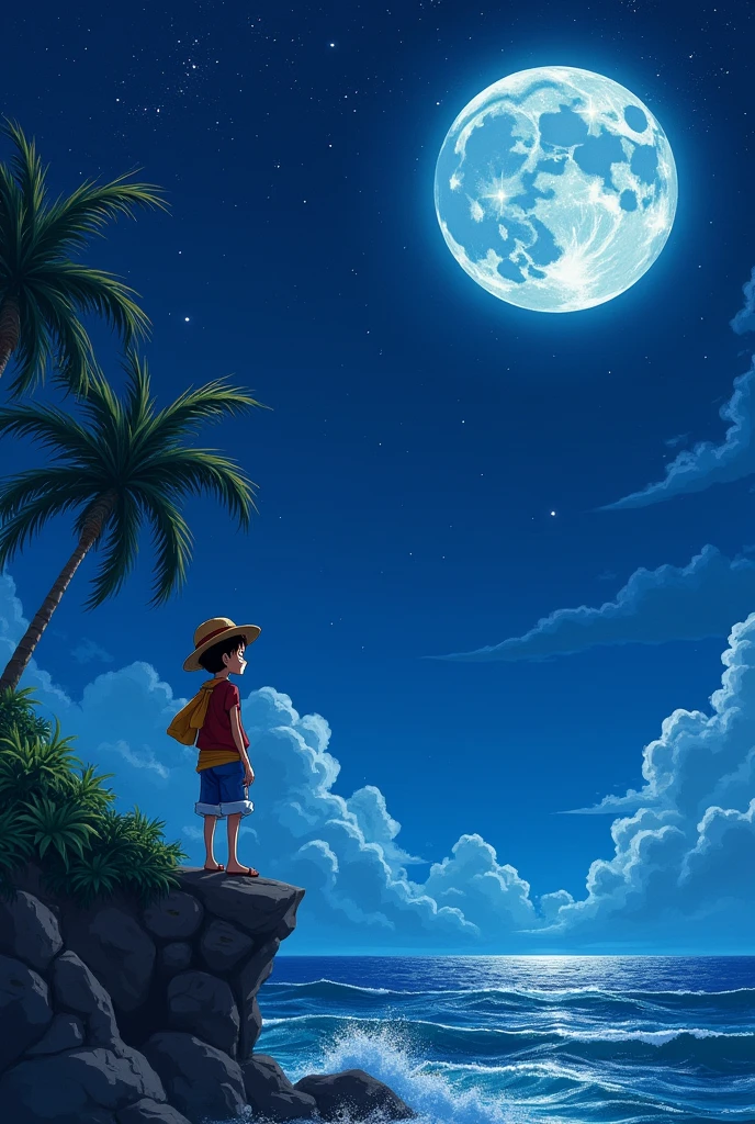 Monkey D. Luffy regardant le ciel étoilé