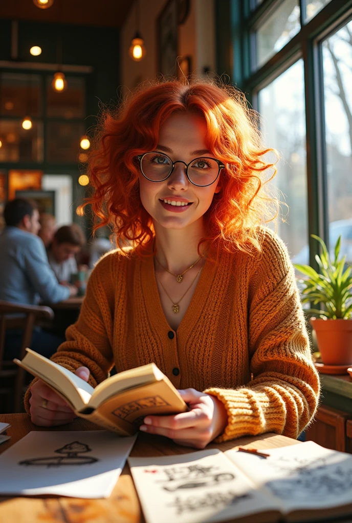  redhead with glasses