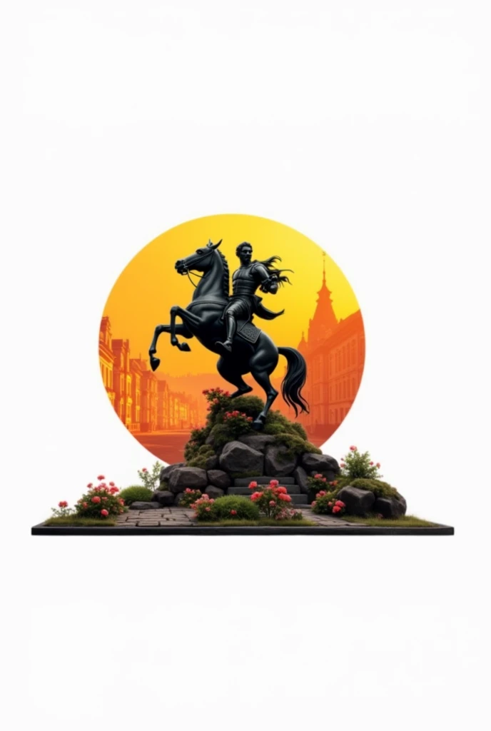 Create a similar image but with a statue where there is a man on a horse