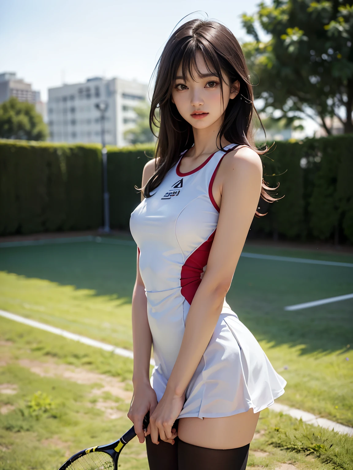 (8k, Highest quality, masterpiece:1.2), (Realistic, photo-Realistic:1.37),(whole bodyショット:1.3), Very detailed,Highest quality, Ultra-high resolution, Professional Lighting, Photon Mapping, Radio City, Physically Based Rendering, Cinema Lighting, sunny,
Basketball court,Depth of written boundary, Sharp focus,Sunbeam, Good composition,(Bokeh:1.2)
One person,alone,(whole body), (Mouth closed),Beautiful attention to detail, Pause, Tight waist, Tennis Dress, Tennis Miniskirt, Tennis uniform,Slim figure,(Long legs),Thin legs,Narrow waist,Thin thighs,Age: 18,Height 173cm,cute,long thighs,long and thin arms,Slim model body shape,
Black Hair,Messy Hair,Long hair blowing in the wind,(Urzan-6500:1.2), Panty shot, (it's raining, See through, Wet shirt, Wet Hair, Wet clothes:1.2),(Anatomically correct)