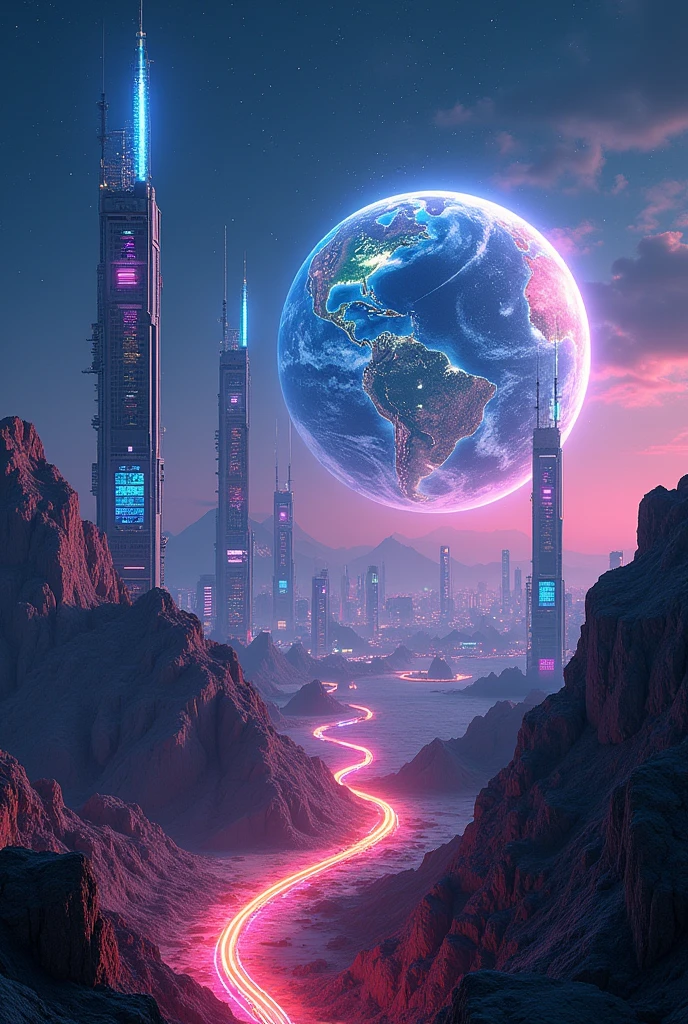 planet, land, Lights, energy, Connection, technology, INFORMATION,