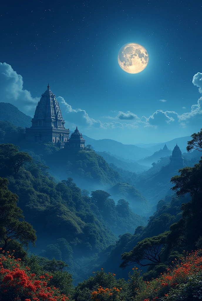 A landscape in India at night