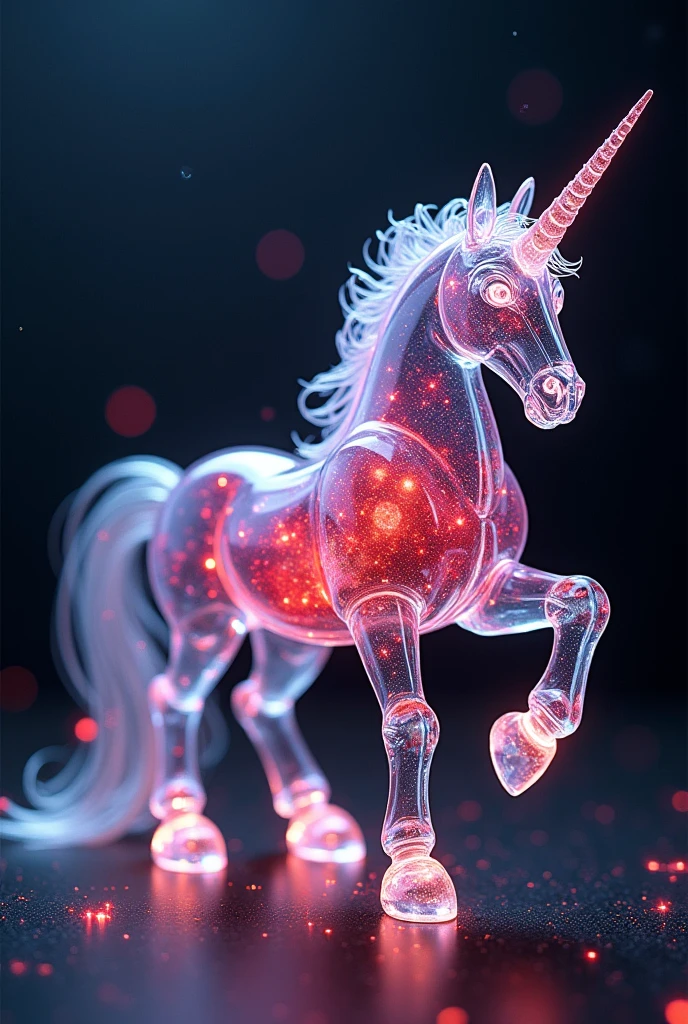 ragingnebula, a transparent ornate robot unicorn, red nebula swirling inside, glass, transparent, perfect composition, hyperrealistic, super detailed, 8k, high quality, trending art, trending on artstation, sharp focus, studio photo, intricate details, highly detailed,