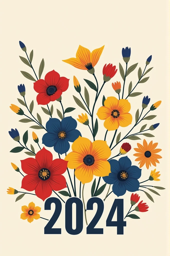 Create a cover with the name "Calendar 2024" co. Background flowers